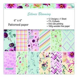 Gift Wrap Purple Flowers Scrapbooking Material Hand Account Background Paper DIY Scrapbook Papers 6 Inches 12 Sheets