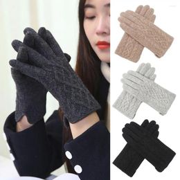 Cycling Gloves 1 Pair Winter Warm Plush Lining Windproof Ridding Soft Stretchy Full Finger Touch Screen Sports