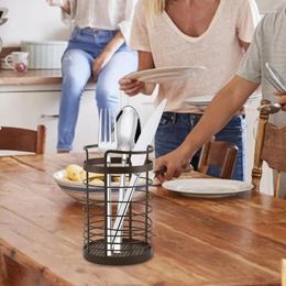 Kitchen Storage Iron Knife And Fork Cutlery Draining Rack Household Shelf Kitchenware Jar Simple Round Chopsticks Tube