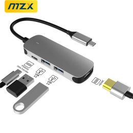Hubs MZX USB Hub Docking Station 3.0 2.0 Type C HDMICompatible PD USBC Concentrator USBC HDTV 4K Adapter Splitter Dock Extension PC