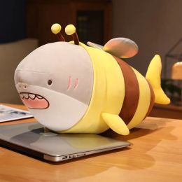 Dolls Super Cute Funny Shark & Bee Plush Toy Stuffed Soft Shark Doll Throw Pillow Interesting Cushion Birthday Xmas Gift for Friends