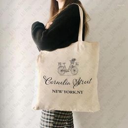 Shopping Bags York Vintage Cornelia Street Pattern Tote Bag Canvas Shoulder For Travel Daily Namjooning Kpop Fans Gift