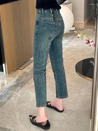 Women's Jeans Y2k Guangdong Office Lady All Season Cuffs Button Pockets Clothing And Offers Genuine