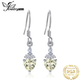 Earrings JewelryPalace Heart 2ct Natural Lemon Quartz White Topaz 925 Sterling Silver Drop Earrings for Woman Fashion Gemstone Jewellery