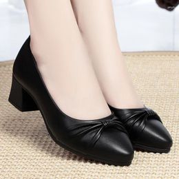 Dress Shoes Spring Autumn Women Pumps Pointed Toe Shallow Mouth Office Butterfly Boat Black Comfortable Slip On Single