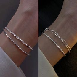 Fashion Silver Color Gypsophila Adjustable Bracelet Bangle for Women Elegant Sparkling Fine Jewelry Wedding Party Gift 240418