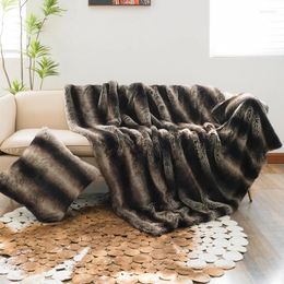 Blankets Luxury Faux Fur Very Warm Throw Blanket Fluffy Winter Sofa Thicken Bed Plaid Bedspread On The Gift For Christmas