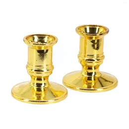 Candle Holders Fits Standard Candlestick Traditional Shape Base Gold Plastic 2pcs Taper Portable Practical