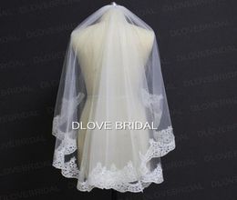 New Arrival Elbow Length Romantic Lace Bridal Veil One Layer Soft Tulle Wedding Hair Accessory with Comb Real Po Epacket 4714144