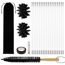 Brushes Chimney Cleaning Brush Set Extendable Long Handle Flexible Rod Vent Cleaner with 9/18Pcs Rods for Chimney Roof Cleaning Tools