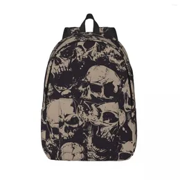 Backpack Grunge Pattern With Skulls For Men Women Casual Student Hiking Travel Daypack Laptop Canvas Bags Outdoor