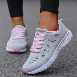 Casual Shoes Fashion Women's Sneakers 2024 Breathable Outdoor Solid Color Women Mesh Fabric Lace Up Woman Female Footwear