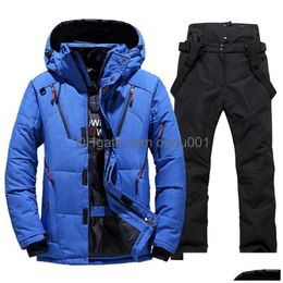 Skiing Suits Ski Suit Men Winter Warm Windproof Outdoor Sports Snow Down Jackets And Pants Male Snowboard Wear Cam Overalls 230919 Dr Dhvkb