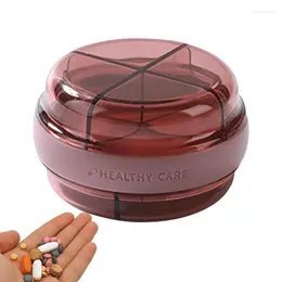 Storage Bags Small Round Case For Purse Pocket Double Layer 4 Compartment Travel Pillbox Container Holder Medication