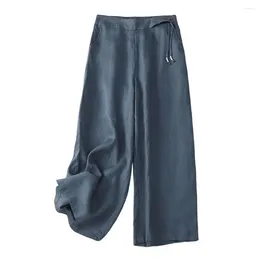 Women's Pants Casual Wide-leg Trousers Elastic High Waist Summer Loose Fit Straight Leg For Streetwear Style Comfort