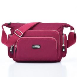 Hobos Women Waterproof Nylon Crossbody Bags Travel School Message Bag For Female Ladies Solid Zipper Pack Tote Shoulder Bag Handbag