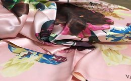 Whole new high quality 100 silk material pink Colour print flowers pattern Double layer design long scarves for women size 195864749