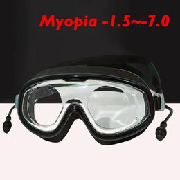 0 To 70 Myopia Optical Silicone Large Frame HD Clear Anti Fog Adjustable Swimming Goggles Diving Eyewear for Adult Men Women 240416