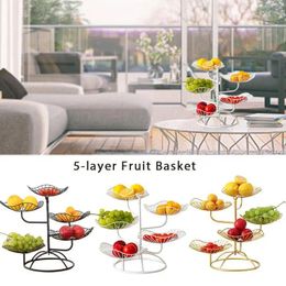 Plates Fruit Plate Five-layer Basket Lotus Leaf Bowl Iron Stand Home Creative Bread Storage Table Tray