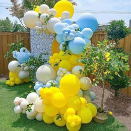 Party Decoration Blue Yellow Balloons Garland Arch Kit Grey White Balls Set For Birthday Baby Shower Wedding Supplies