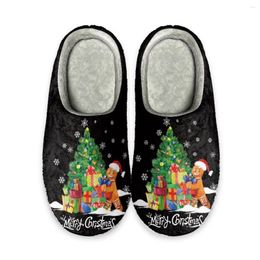 Slippers Cotton Shoes For Womens Christmas Tree Gift Images Warm Cosy Durable Anti-slip Flannel Round Toe Zapatillas De Mujer 2024