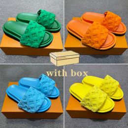 summer Slippers luxury Designer sandal sunny beach sandal Pillow Pool slides mens womens vintage shoe Slippers fashion soft flat shoes couples Mule gift with box