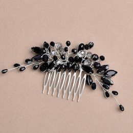 Hair Clips Handmade Black Crystal Combs For Bride Wedding Accessory Fashion Rhinestone Hairpin Women Party Jewellery