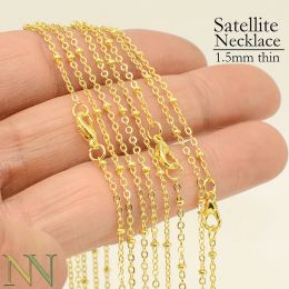 Necklaces 50 PCS Satellite Necklace Gold Colour Silver Colour Bead Chain Necklace 16 18 20 Inches, Beaded Choker Necklace for Women