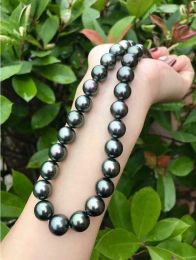 Necklaces 18inch AAA luster 1110mm real natural Tahitian black pearl necklace 14k Clasp fine jewelryJewelry Making+Box