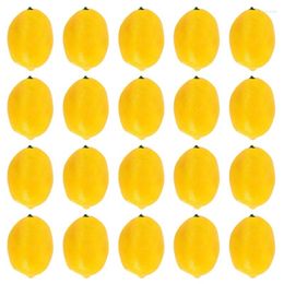 Party Decoration 20 Pcs Artificial Lemons Fake Faux Fruits In Yellow 3 Inch Long X 2 Wide