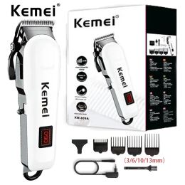 Shavers KEMEI Professional Men's Rechargeable Hair Clipper LCD Wireless Electric Shaver Styling Tool Carbon Steel Cutting Head KM809A