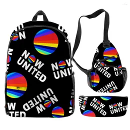 Backpack Harajuku Funny Now United Group 3D Print 3pcs/Set Pupil School Bags Travel Laptop Chest Bag Pencil Case