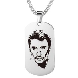Necklaces 10pcs Customised Laser Engrave Pendant French Johnny Hallyday Personalised Photo Engraved Anniversary Necklace Gift for Men