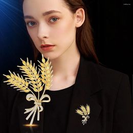 Brooches Luxury Brooch For Women Gold Colour Wheat Zircon Inlaid Pin Clothing Catwalk Accessories Jewellery Wedding Bridesmaid Gift