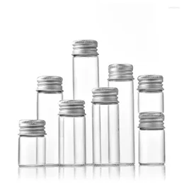 Storage Bottles 100pcs/lot Glass With Aluminium Lids Small Mini Jars 5ml/7ml/8ml/10ml/12ml/15ml/20ml