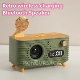 Speakers Hifi Retro Bluetooth Speaker 360 Surround Sound Clock Speakers Portable Mobile Phone Wireless Charger Aromatherapy Audio Gift