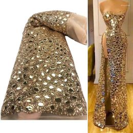 Party Dresses CloverBridal 2024 Mesh Bottom Sequin Embroidery Cloth Ethnic Africa Evening Dress Gold High Slit Wedding Guest Gown WE9513