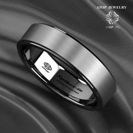 Bands 6mm Black Brushed Titanium Color Tungsten ring Men's Wedding Band Ring Free Shipping