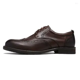 Dress Shoes Oversize Retro Derby Of Man Classic Handcrafted Brogue Cowhide Leather Goodyear Handmade Business Loafer Men