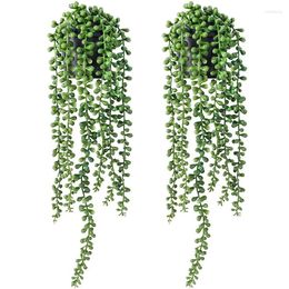 Decorative Flowers Artificial Plants 5 Fork Lover's Tears Succulent Greening Wall Hanging Home Decoration Garden Festive Party Decor Fake