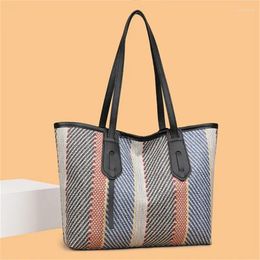 Evening Bags Women PU Leather Bag Striped Vintage One Shoulder Large Capacity Handbag Female Fashion