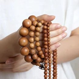 Strands Pure India Laoshan Sandalwood 2.0 Beads Bracelet Submerged Type Old Materials 108 Pieces Rosary Bracelet Couple Style