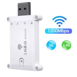 Routers Wifi Extender USB Portable Wifi Repeater 1200Mbps WiFi Signal Extender Amplifier Wireless Router Long Range 2.4G/5G WiFiRepeater