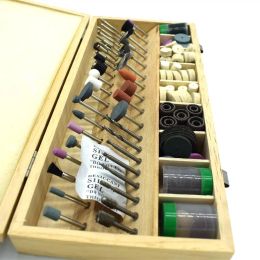 Equipments 228PCS Dremel Rotary Tool 1/8" Shank Sanding Polish Accessory Bit Set with Wooden Box Jewellery Tool