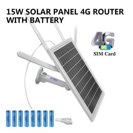 Routers Wireless 4G SIM Card Solar Router WiFi with 8pcs 18650 Batteries, RJ45 connector, typec charging port, outdoor waterproof