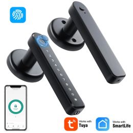 Control Tuya Smart Fingerprint Door Lock Bluetooth Digital Electronic House Security Protection Door Knob Password Keyless APP Unlock