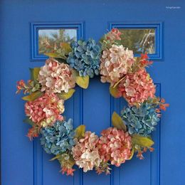 Decorative Flowers Fall Wreaths For Front Door Hydrangea Wreath Wall Window Party Wedding Decor Indoor Artificial Doors