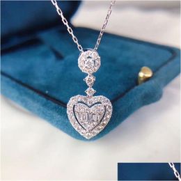 Pendant Necklaces Heart Love Lab Diamond Cz 925 Sterling Sier Party Pendants Chain Necklace For Women Bridal Fine Jewelry Drop Deliver Dhp2B