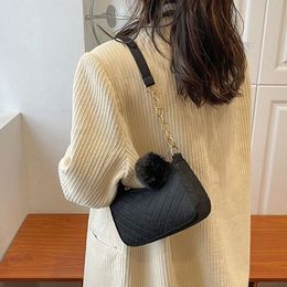 solid Colour Tote Bag Casual Felt Mini Underarm Bag Chain Shoulder Pouch Female y2cS#