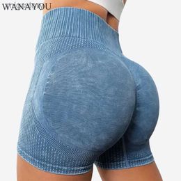 Women's Tracksuits Wanayou - Womens High Waist Yoga Shorts Sports Tights Comfortable Fitness Tights Hip Lift Wrinkle Trophy yq240422